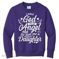 I Asked God For An Angel And He Sent Me A Daughter Kids Sweatshirt thumb 0