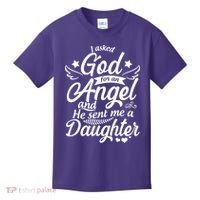 I Asked God For An Angel And He Sent Me A Daughter Kids T-Shirt thumb 0
