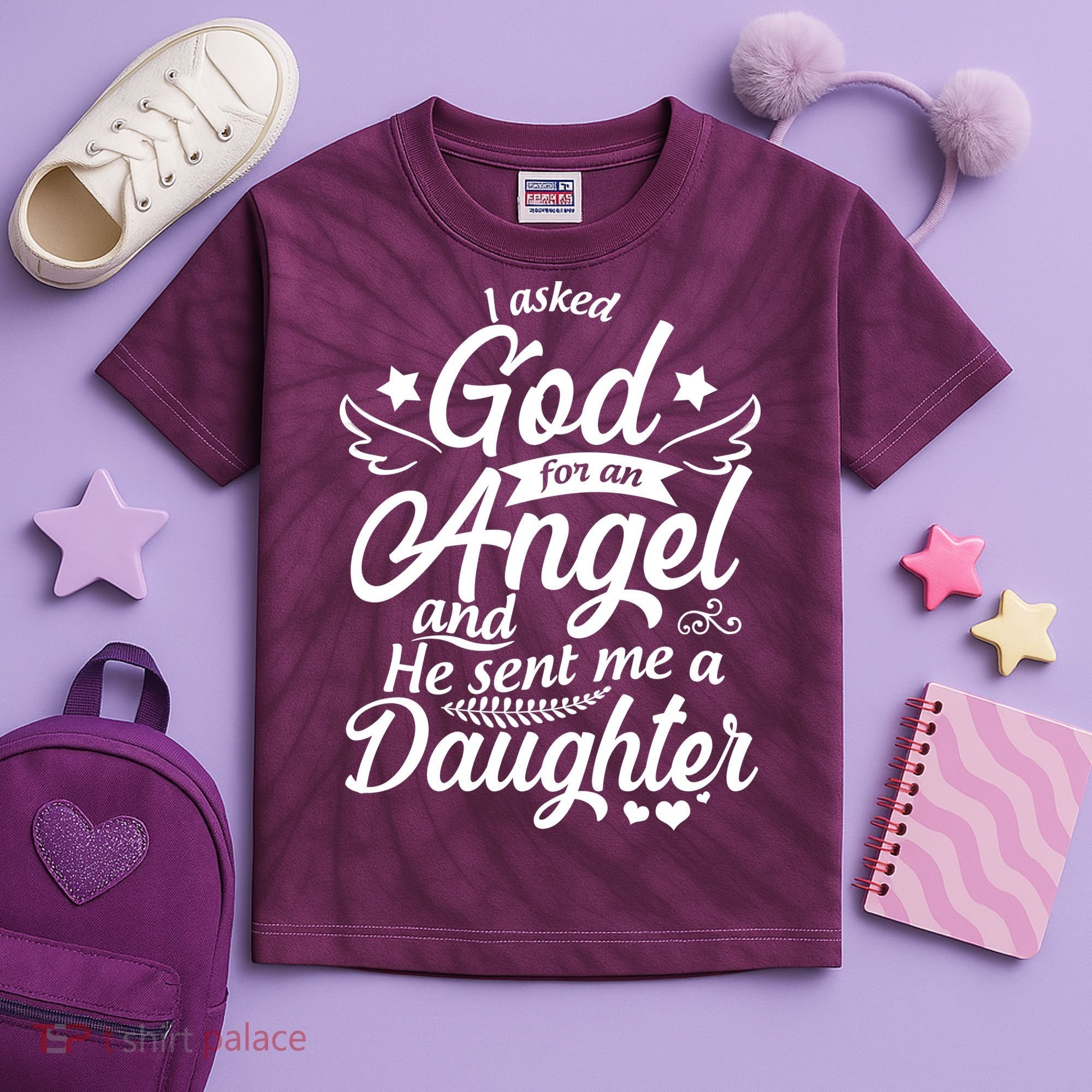 I Asked God For An Angel And He Sent Me A Daughter Kids Tie-Dye T-Shirt