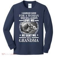 I Asked God For Grandma Kids Long Sleeve Shirt thumb 0
