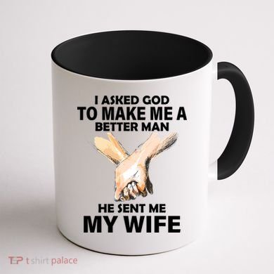 I Asked God To Make Me A Better Man Coffee Mug back