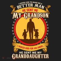 I Asked God to Make Me A Better Man Grandson Granddaughter Golf Towel thumb 3