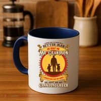 I Asked God to Make Me A Better Man Grandson Granddaughter Coffee Mug thumb 4