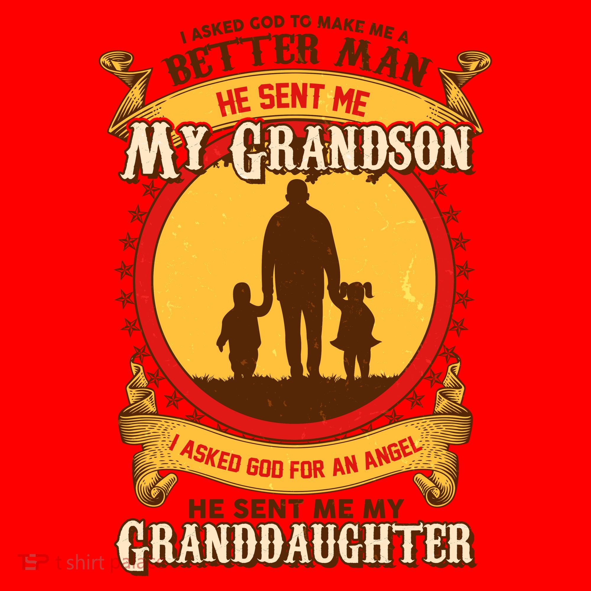 I Asked God to Make Me A Better Man Grandson Granddaughter Santa Hat