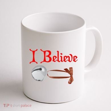 I Believe Christmas Bell Coffee Mug back