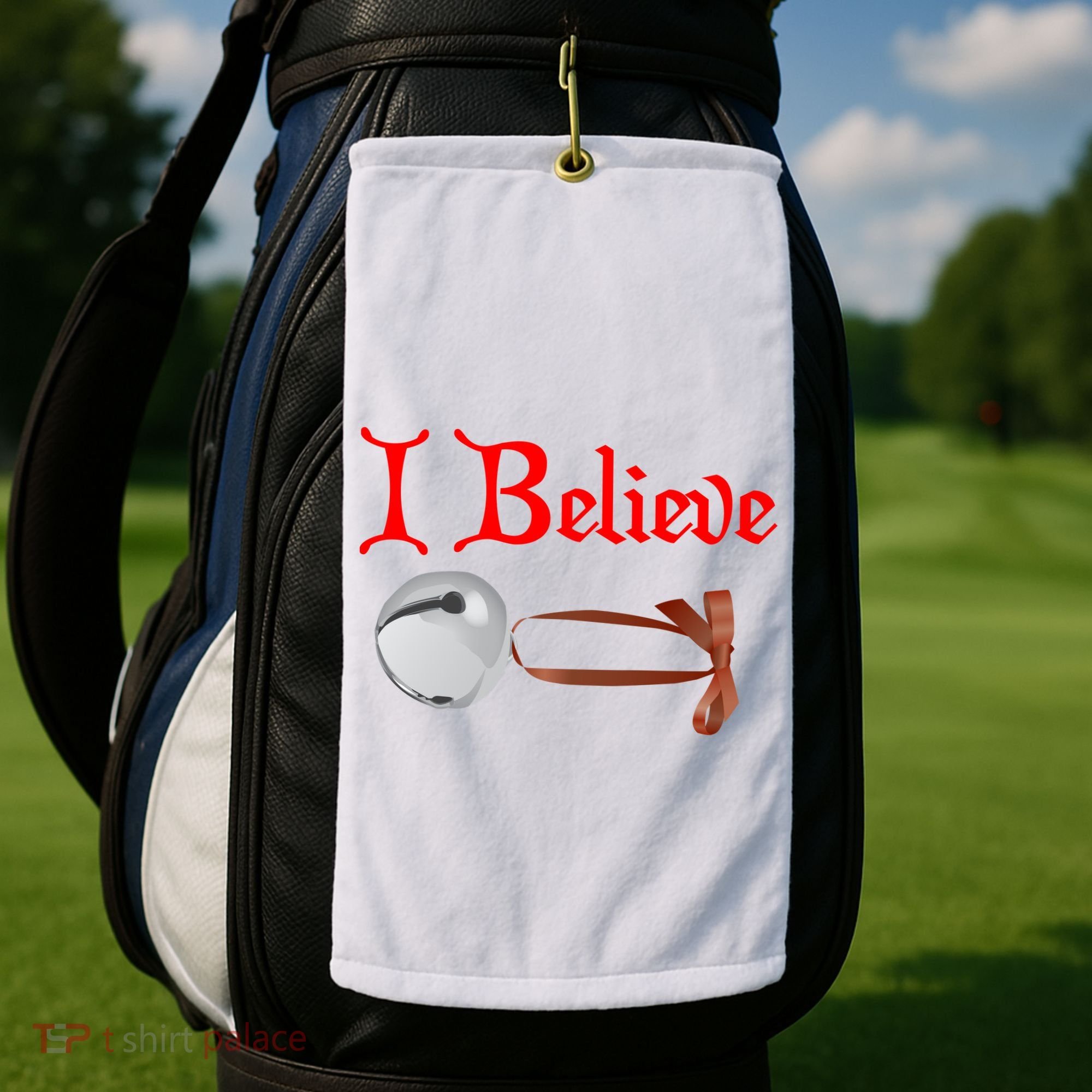 I Believe Christmas Bell Golf Towel