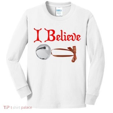 I Believe Christmas Bell Kids Long Sleeve Shirt