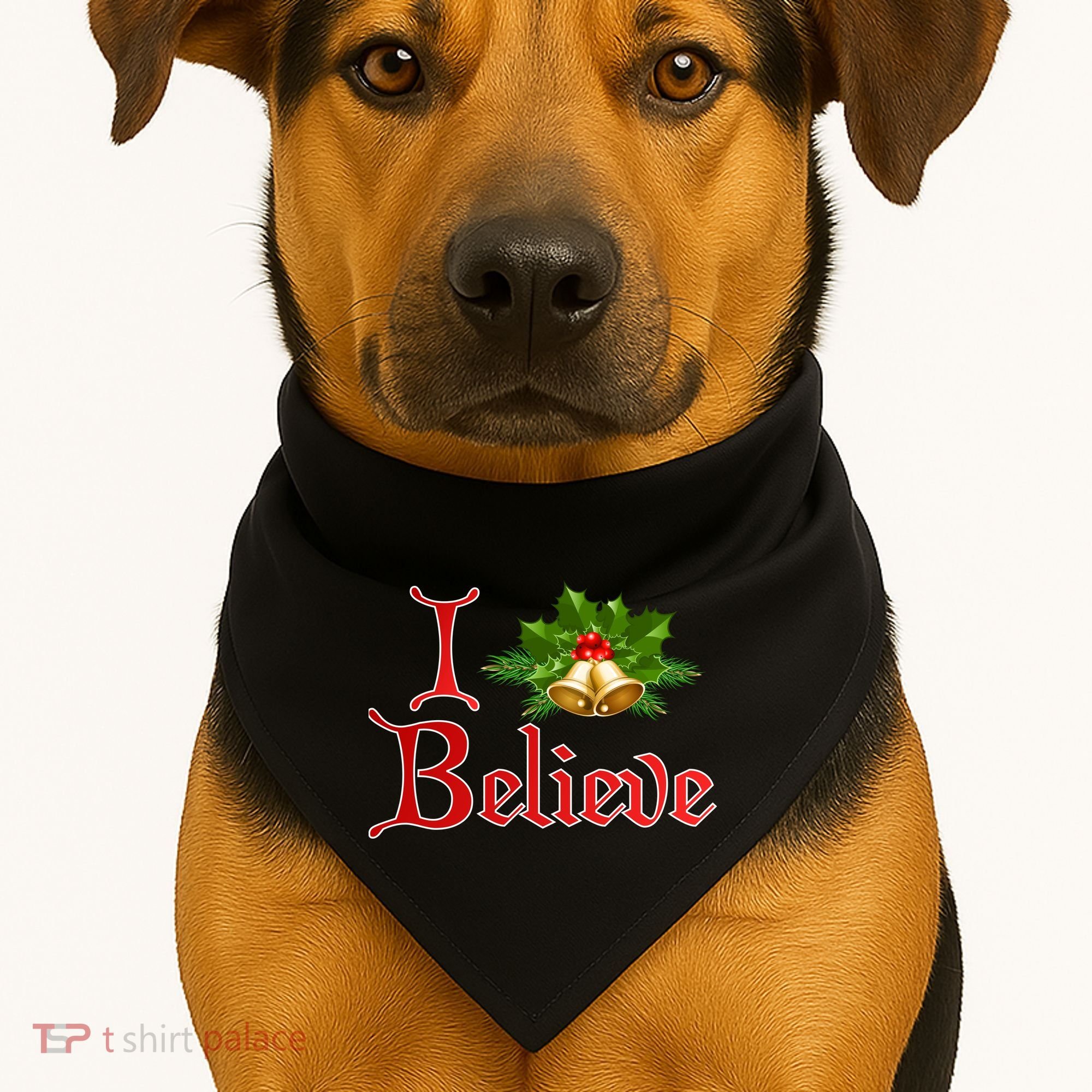 I Believe Christmas Bells USA-Made Doggie Bandana
