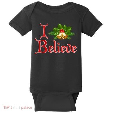 I Believe Christmas Bells Baby Bodysuit