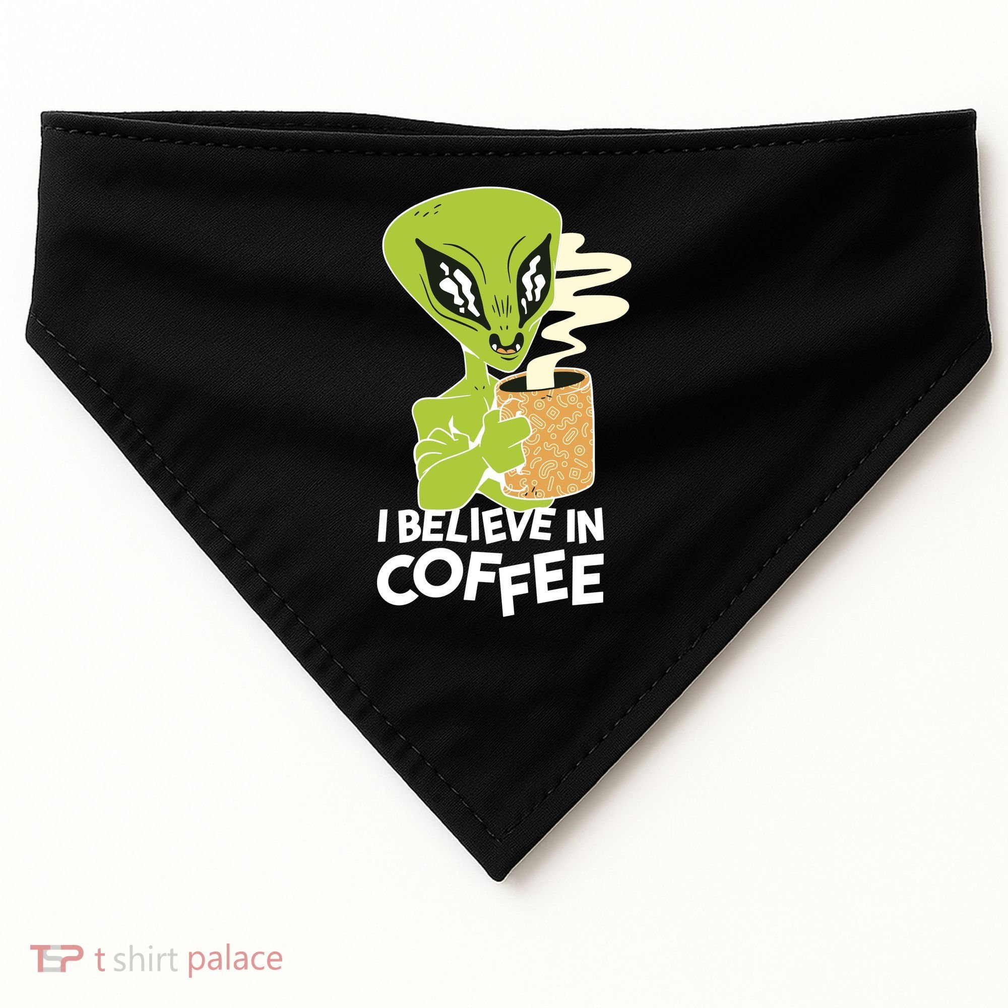 I Believe In Coffee Alien USA-Made Doggie Bandana