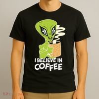 I Believe In Coffee Alien T-Shirt thumb 3