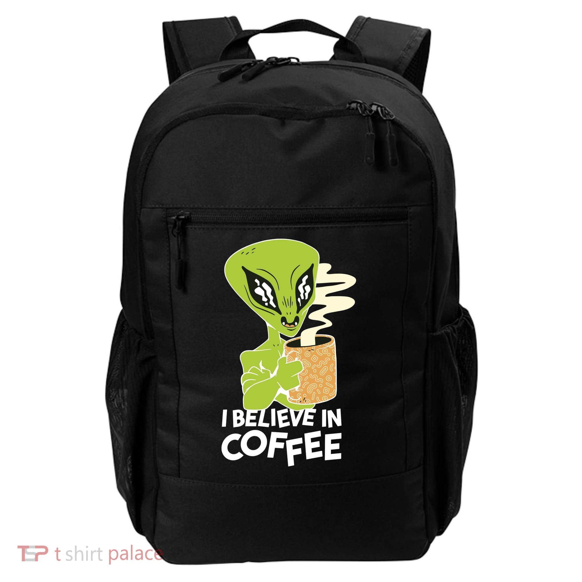 I Believe In Coffee Alien Backpack