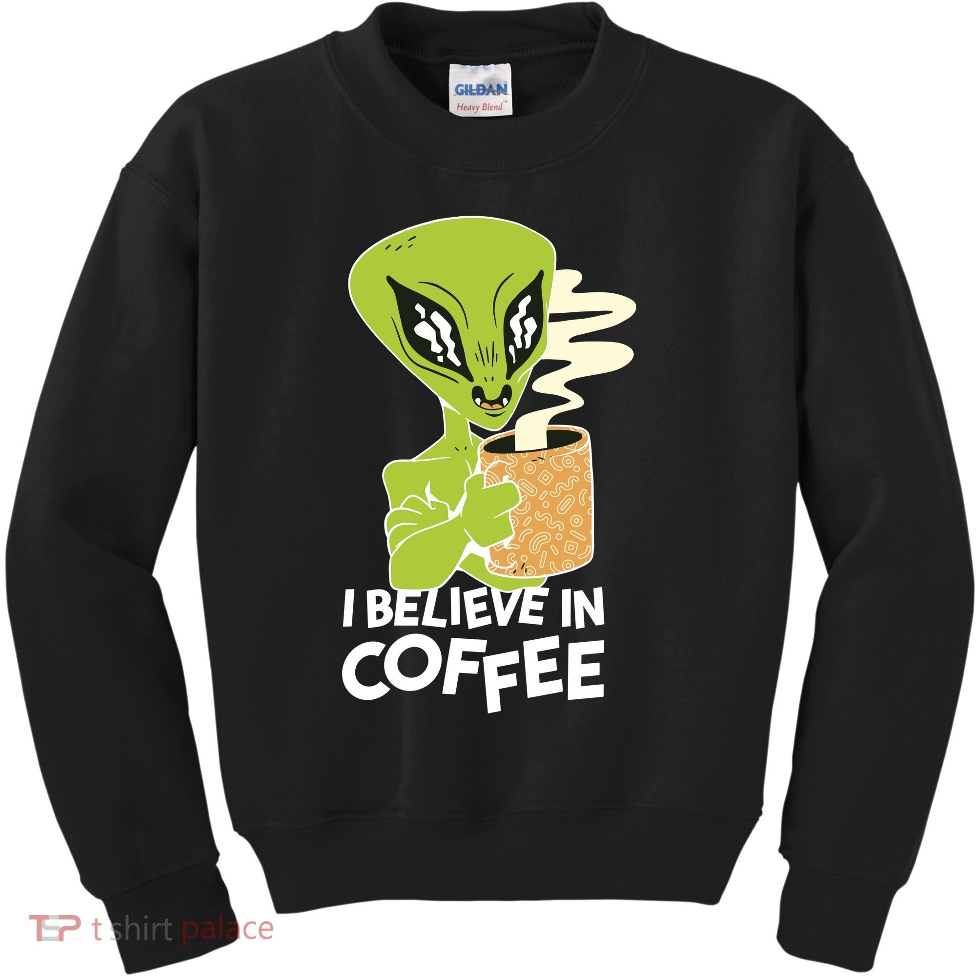 I Believe In Coffee Alien Kids Sweatshirt