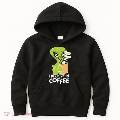 I Believe In Coffee Alien Kids Hoodie