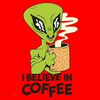 I Believe In Coffee Alien Santa Hat thumb 1