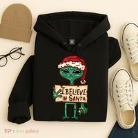 I Believe In Santa Funny Alien Christmas Hoodie thumb 4
