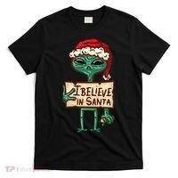 I Believe In Santa Funny Alien Christmas T-Shirt thumb 0