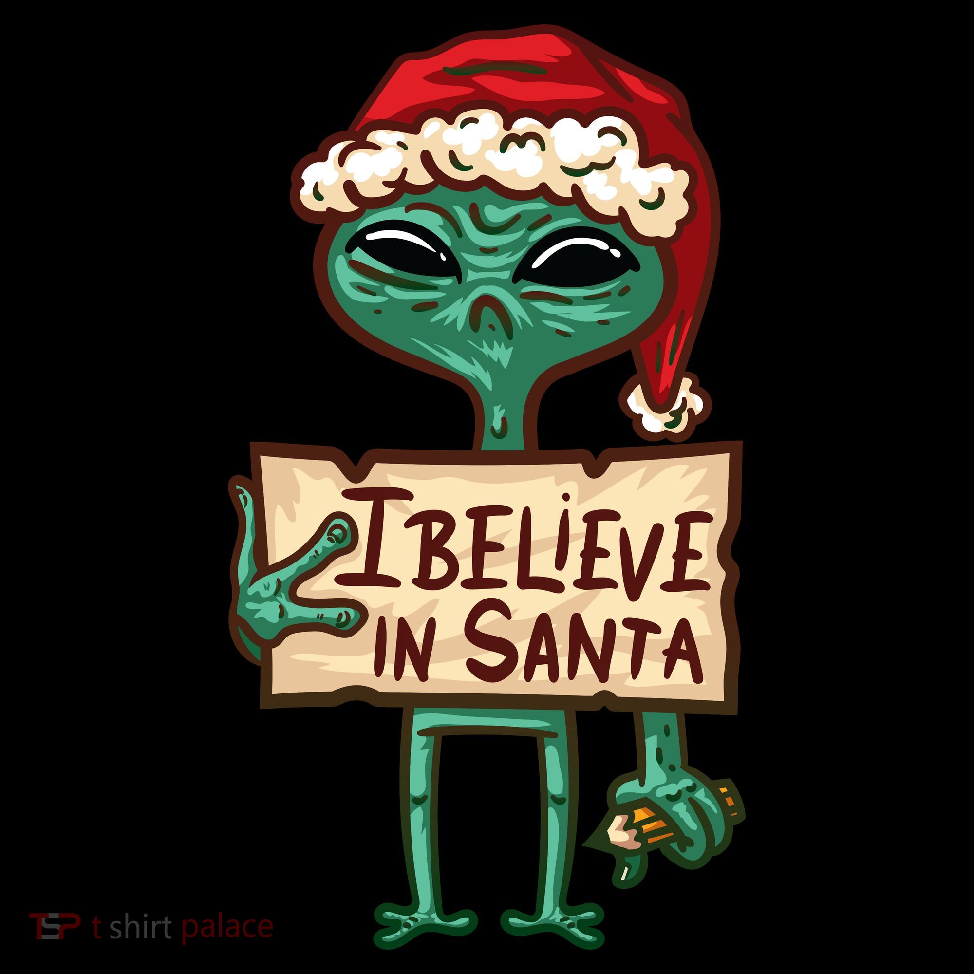 I Believe In Santa Funny Alien Christmas T-Shirt