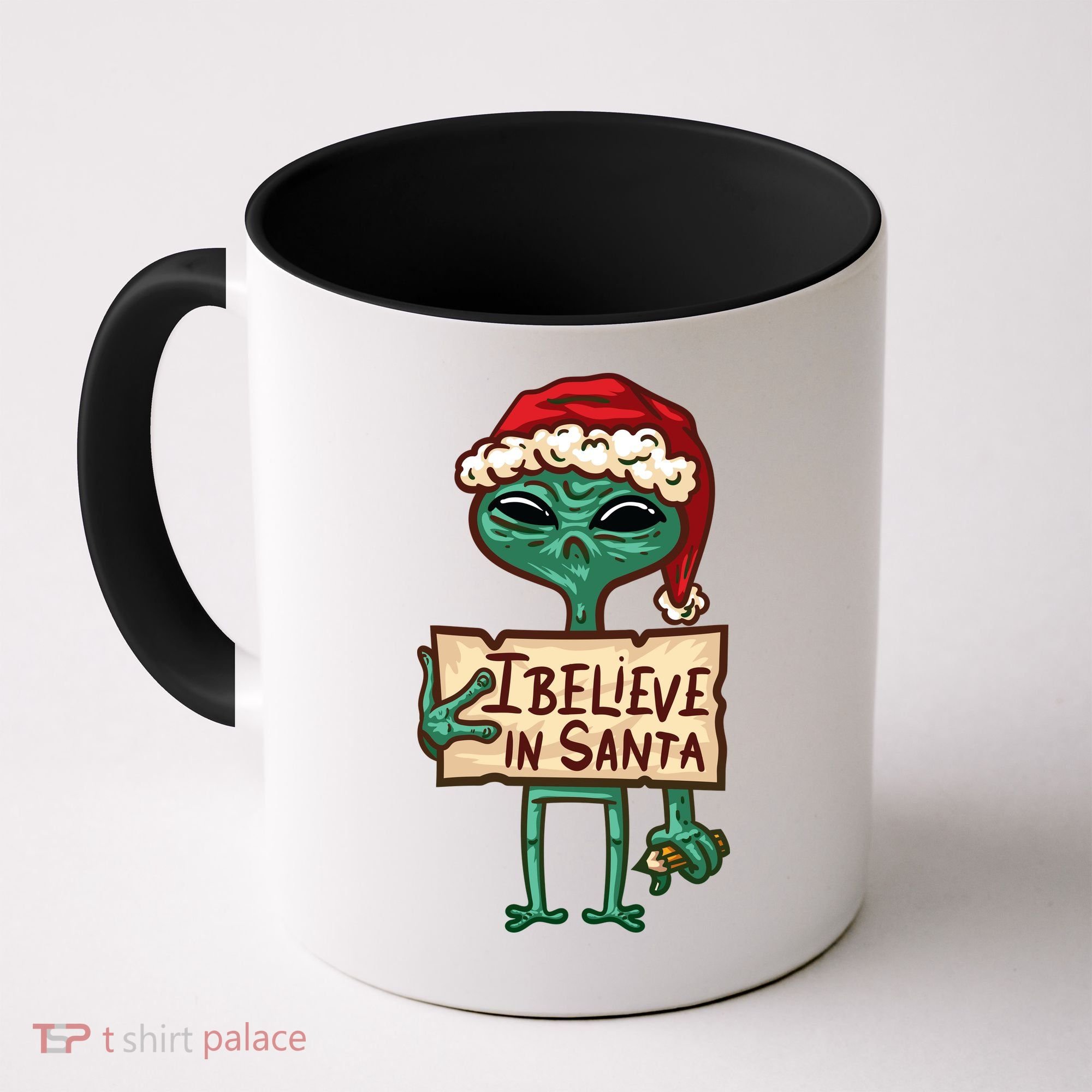 I Believe In Santa Funny Alien Christmas Coffee Mug