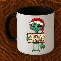 I Believe In Santa Funny Alien Christmas Coffee Mug thumb 2