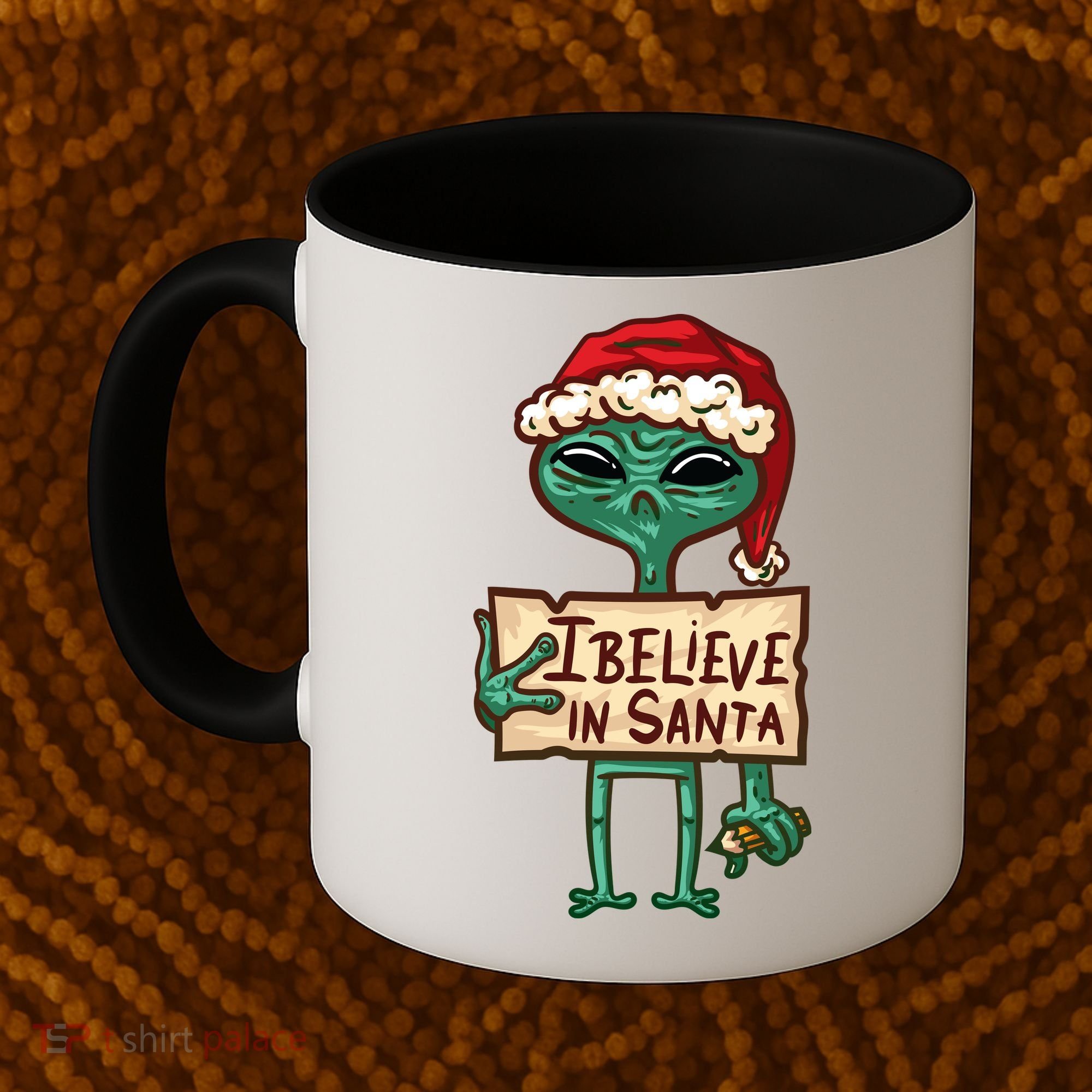 I Believe In Santa Funny Alien Christmas Coffee Mug