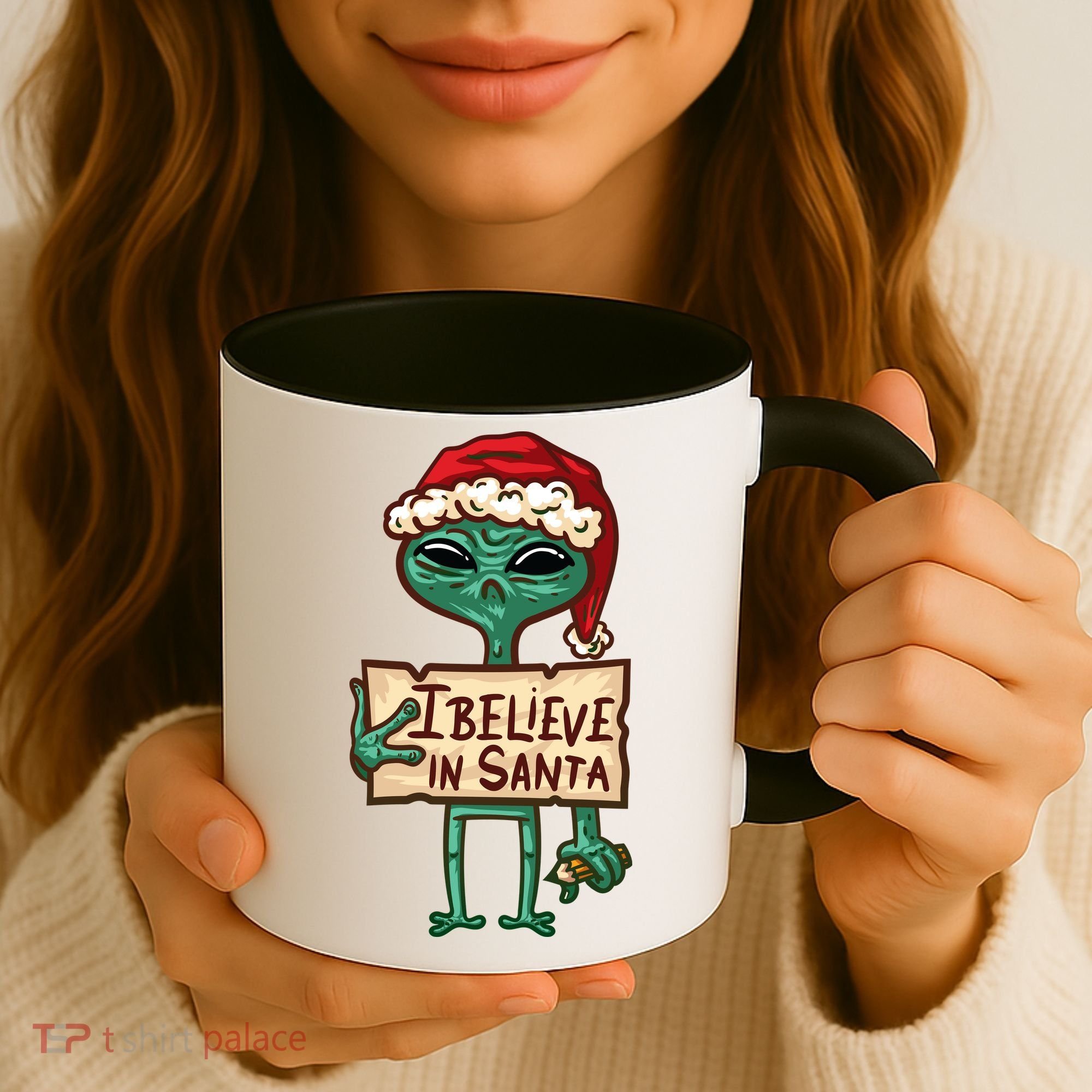 I Believe In Santa Funny Alien Christmas Coffee Mug