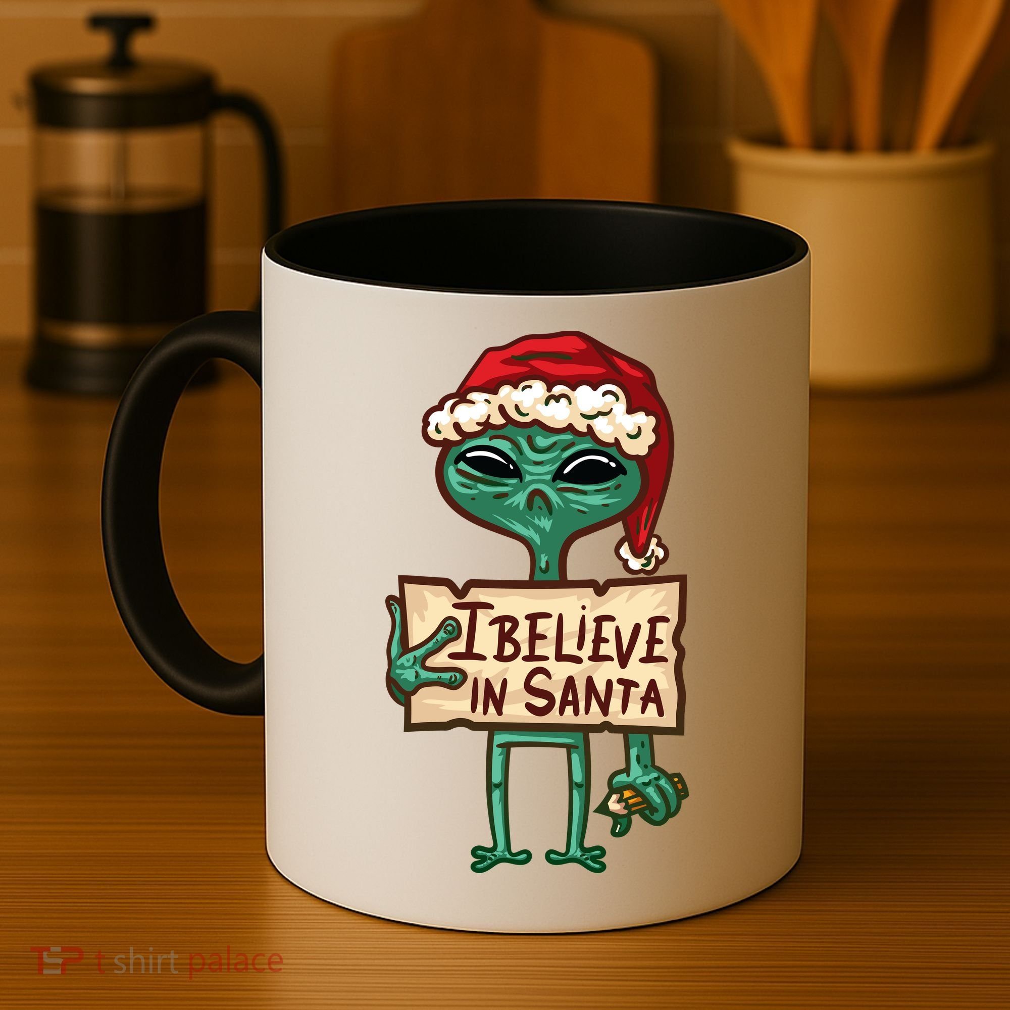 I Believe In Santa Funny Alien Christmas Coffee Mug