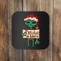 I Believe In Santa Funny Alien Christmas Coaster thumb 0