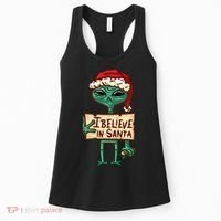 I Believe In Santa Funny Alien Christmas Women's Tank Top thumb 0