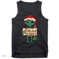 I Believe In Santa Funny Alien Christmas Tank Top thumb 0