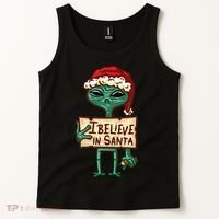 I Believe In Santa Funny Alien Christmas Tank Top thumb 2