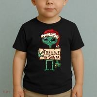I Believe In Santa Funny Alien Christmas Toddler T-Shirt thumb 2