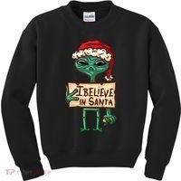 I Believe In Santa Funny Alien Christmas Kids Sweatshirt thumb 0