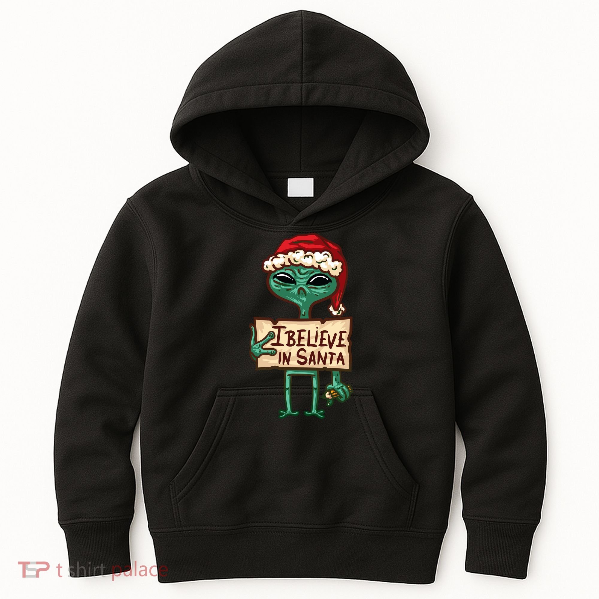 I Believe In Santa Funny Alien Christmas Kids Hoodie
