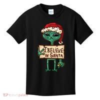 I Believe In Santa Funny Alien Christmas Kids T-Shirt thumb 0