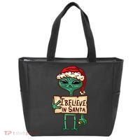 I Believe In Santa Funny Alien Christmas Tote Bag thumb 0