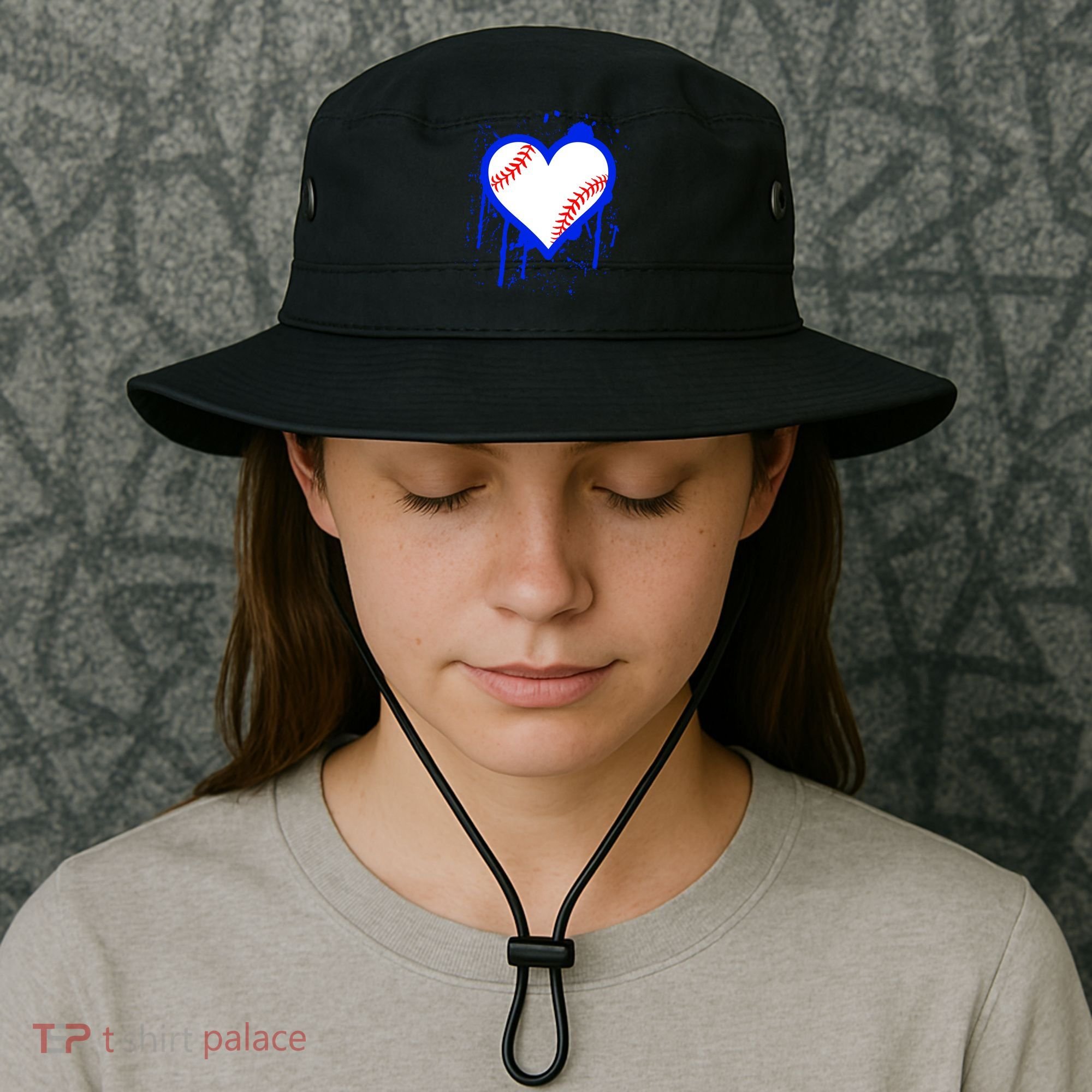 I Bleed Blue Baseball Heart Bucket Hat