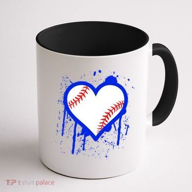 I Bleed Blue Baseball Heart Coffee Mug back