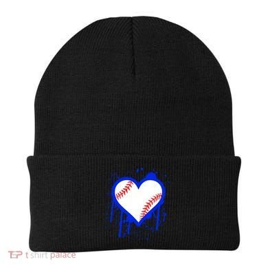 I Bleed Blue Baseball Heart Beanie