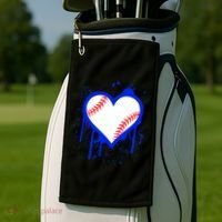 I Bleed Blue Baseball Heart Golf Towel thumb 2