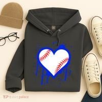 I Bleed Blue Baseball Heart Hoodie thumb 4
