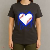 I Bleed Blue Baseball Heart T-Shirt thumb 4