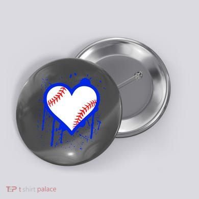 I Bleed Blue Baseball Heart Button