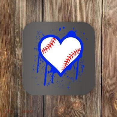 I Bleed Blue Baseball Heart Coaster