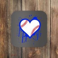I Bleed Blue Baseball Heart Coaster thumb 0