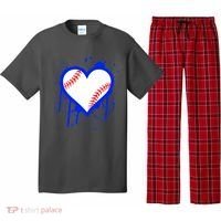 I Bleed Blue Baseball Heart Pajama Set thumb 0