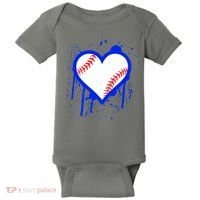 I Bleed Blue Baseball Heart Baby Bodysuit thumb 0