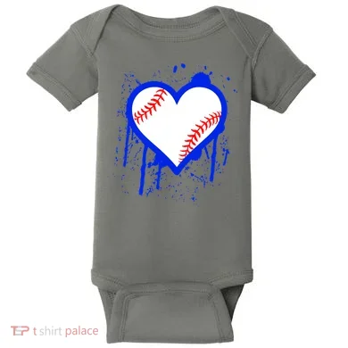 I Bleed Blue Baseball Heart Baby Bodysuit