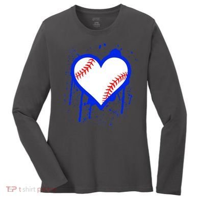 I Bleed Blue Baseball Heart Women's Long Sleeve Shirt