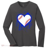 I Bleed Blue Baseball Heart Women's Long Sleeve Shirt thumb 0